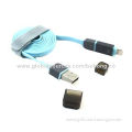 2-in-2 USB Long-line Cable, different colors available, 500 pieces MOQ each color